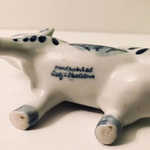 Vintage Delft Blue Colour Cow Creamer Pitcher Hand Painted  Holland - Picture 7 of 16